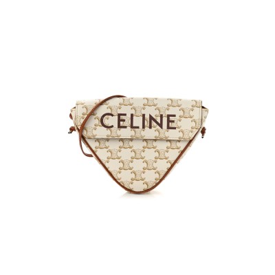 CELINE CROSSBODY BAG IN TRIOMPHE CANVAS AND CALFSKIN 195902BZK.01BC (21*15*4cm)